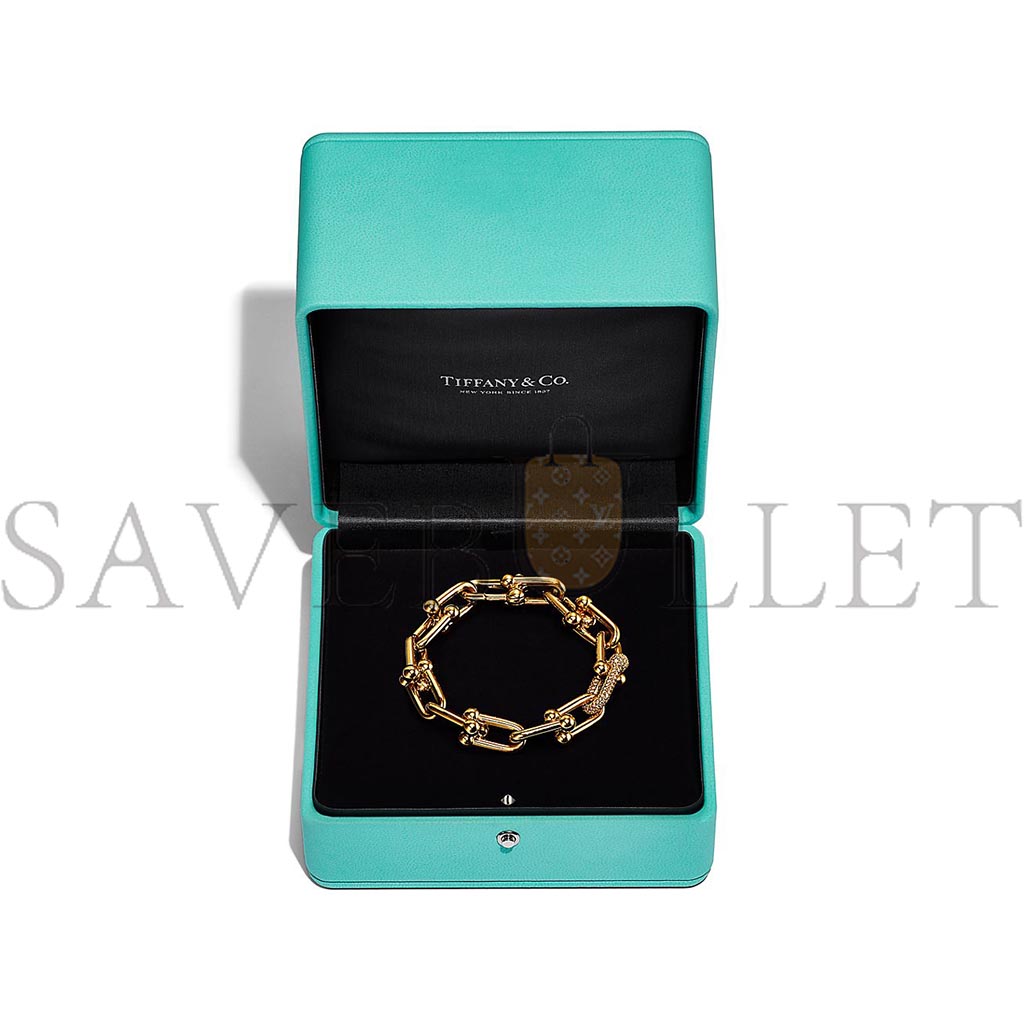 TIFFANY LARGE LINK BRACELET IN YELLOW GOLD WITH DIAMONDS 